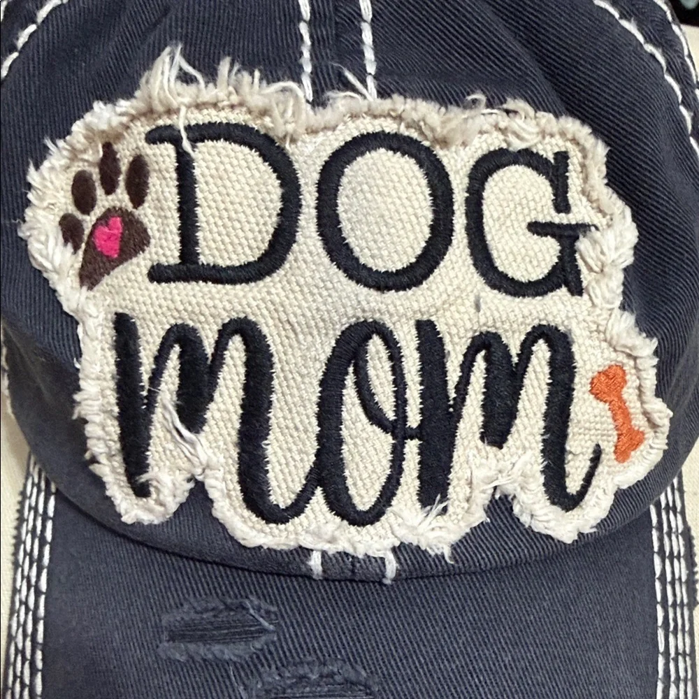 KBETHOS Charcoal Gray 'Dog Mom' Distressed Trucker Hat with Patch, Adjustable.